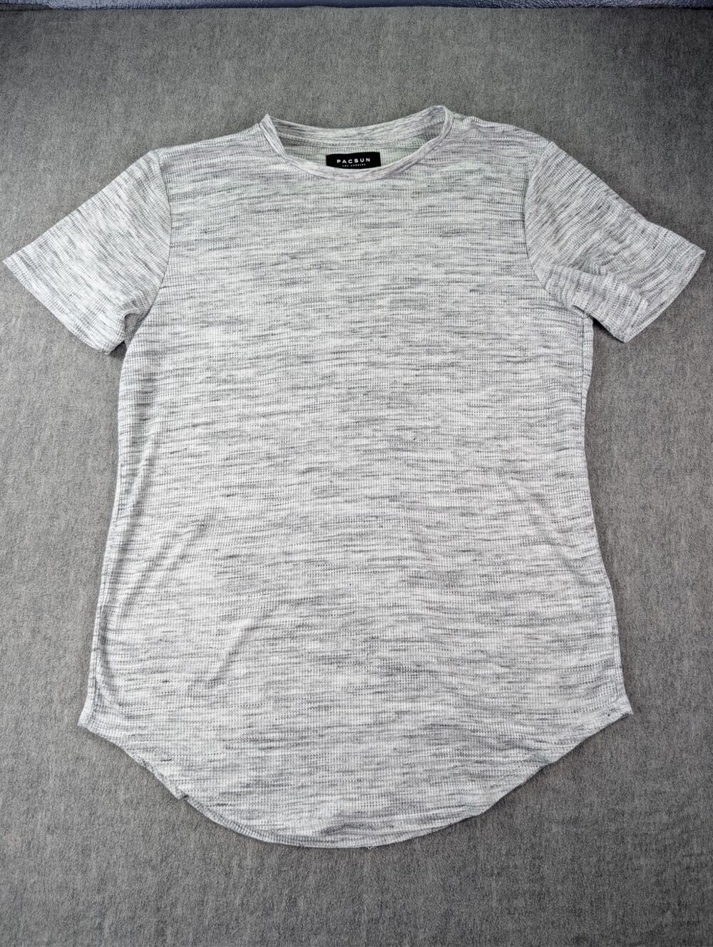PacSun Men's Gray Marled Longline Curved Hem T-Shirt M
